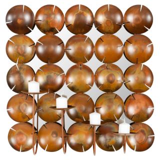 Burnt Copper Round Cut Cup Candle Wall Sconce   20.1H in.   Candle Sconces