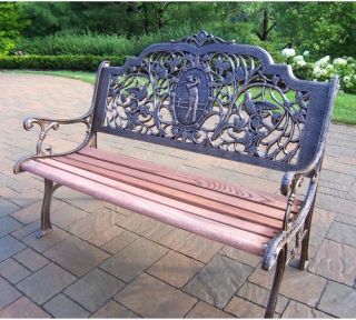 Oakland Living Golfer Cast Aluminum and Wood Bench in Antique Bronze Finish   Outdoor Benches