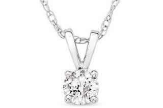 14K White Gold Diamond Solitaire Pendant (1 Cttw, H I Color, I1 I2 Clarity), 18": Chain Necklaces: Jewelry