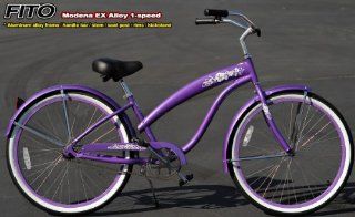 Anti Rust Aluminum frame, Fito Modena EX Alloy 1 speed   Purple, women's 26" Beach Cruiser Bike Bicycle : Sports & Outdoors