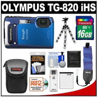 Olympus Tough TG 820 iHS Shock & Waterproof Digital Camera (Blue) with 16GB Card + Battery + Floating Strap + Case + Flex Tripod + Accessory Kit : Slr Digital Cameras : Camera & Photo
