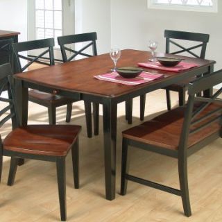 Stratford 6 pc. Dining Table Set with Bench and 4 Chairs   Black Two Tone   Dining Table Sets
