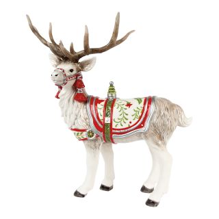 Fitz and Floyd Winter White Holiday Deer Figurine   Decorative Accents