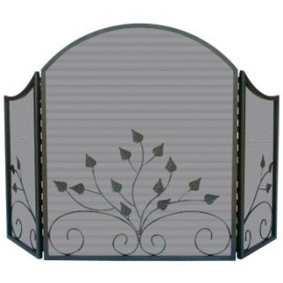 Uniflame 3 Panel Graphite Arch Top Leaves Fireplace Screen   Fireplace Screens