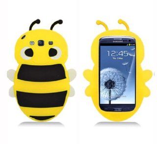 BYG 3D Animal Yellow Bee Cute Silicon Soft Back Cover Case Protecter For Samsung Galaxy S3 I9300 + Gift 1pcs Phone Radiation Protection Sticker Cell Phones & Accessories