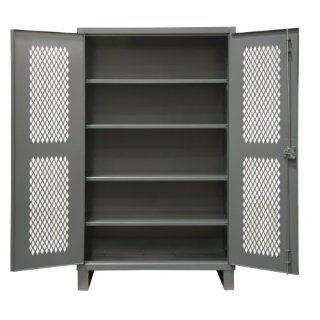 Durham Extra Heavy Duty Welded 12 Gauge Steel Lockable Ventilated Storage Cabinet, HDCV243678 4S95, 1900 lbs Shelf Capacity, 24" Length x 36" Width x 78" Height, 4 Shelves, Gray Powder Coat Finish: Science Lab Safety Storage Cabinets: Indust