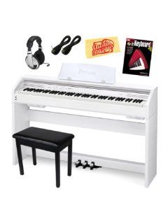 Casio Privia PX 750 88 Key Digital Piano Bundle with Bench, Headphones, Two 1/4 Inch Cables, and Instructional Book   White: Musical Instruments