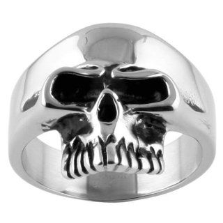 K Rock: Keith Richards 316 Stainless Steel Rocker Half Skull Biker Ring Replica (in sizes 7 to 16): Jewelry