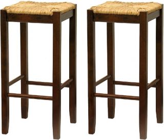 Winsome Wood 29 Inch Rush Seat Bar Stool   Walnut   Set of 2   Bistro Chairs