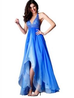 Clarisse High Low Ombre Halter Chiffon Prom Dress 1521, Blue, 2 at  Womens Clothing store: