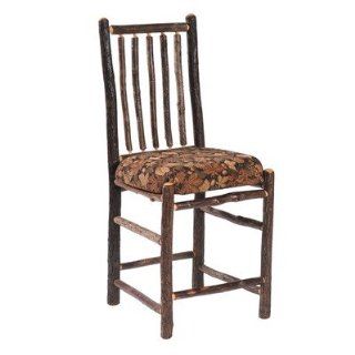Fireside Lodge 8655 Hickory Bar Chair with Upholstered Seat (Set of 2)   Armchairs