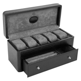 Black Faux Croco Leather Watch Case   11.5W x 5H in.   Watch Winders & Watch Boxes