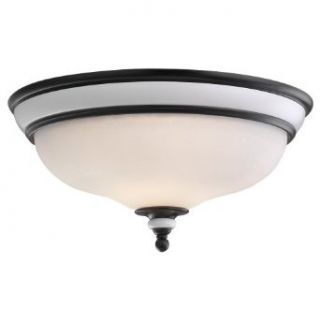 Sea Gull Lighting 75592 855 Brixham 3 Light Ceiling Flush Mount with Ceramic Style Inlay Finish, Rustic Bronze   Close To Ceiling Light Fixtures  