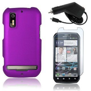 Motorola Photon 4G MB855   Purple Rubberized Hard Plastic Skin Case Cover + Car Charger + Clear Screen Protector [AccessoryOne Brand]: Cell Phones & Accessories