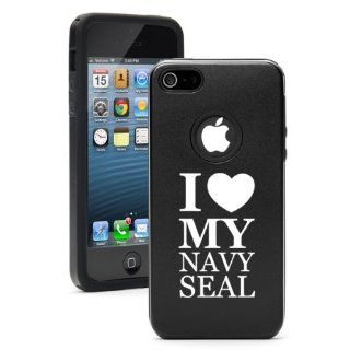 Apple iPhone 5 5S Black 5D2998 Aluminum & Silicone Case Cover I Love My Navy Seal: Cell Phones & Accessories