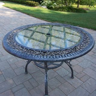 Oakland Living Mississippi Cast Aluminum 48 in. Glass Top Dining Table   Patio Tables