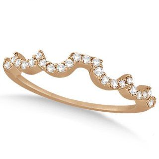 Heart Shape Contoured Diamond Wedding Ring 14k White Gold (0.20ct): Jewelry