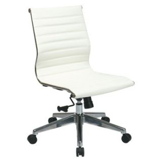 Office Star Mid Back White Eco Leather Chair   Desk Chairs