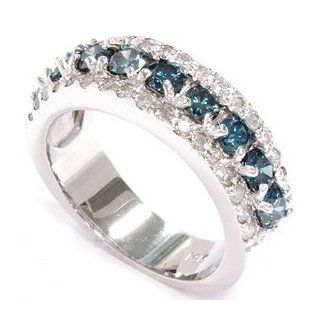 1.75CT Blue & White Diamond Wedding Anniversary Ring: Jewelry