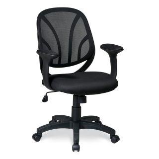 Office Star Work Smart Screen Back Mesh Seat Managers Chair with Mess Fabric Padded T Arms   Desk Chairs