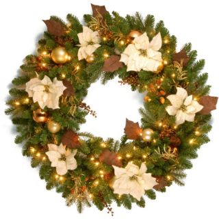 36 in. Decorative Collection Inspired by Nature Pre Lit Christmas Wreath   Christmas Wreaths