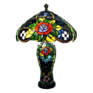 Tiffany Style Rose Double Lite Dragonfly Lamp   Table Lamps