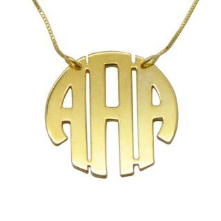 Hushi Jewelry 18k Gold plated Personalized Block Monogram Name Necklace: Pendant Necklaces: Jewelry