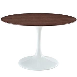 Modway Lippa Round White and Walnut Wood Coffee Table   Coffee Tables