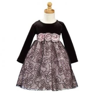 Lito Pink Black Velvet Tulle Flocked Flower Girl Christmas Dress 6M 12: Lito: Baby