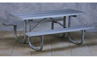 Paris Equipment Aluminum Picnic Table with Galvanized Frame   Picnic Tables