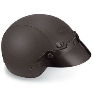Bell Shorty Black Hide Leather Half Helmet   Small: Automotive