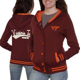 NCAA Virginia Tech Hokies Womens Varsity Blues Full Button Hoodie   Maroon (Small) : Sports Fan Sweatshirts : Sports & Outdoors