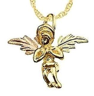 Stamper Black Hills Gold Angel Pendant Necklace 10K Solid Gold Leaves Chain N841: Jewelry