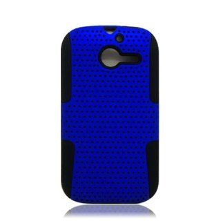 Huawei Ascend Y M866 Black Blue Mesh Hard Soft Gel Dual Layer Case: Cell Phones & Accessories