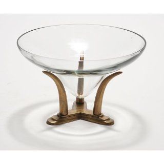 DDI M2 29308A Large Lead Crystal Glass Bowl with an Antique Brass Finish Tusk Base: Kitchen & Dining