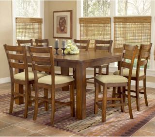 Hillsdale Hemstead 9 Piece Rectangular Counter Height Dining Set with Leaf Dark Oak   Dining Table Sets