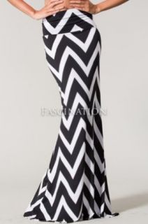 Womens Auditions Black & White Chevron Zig Zag Long Maxi Skirt