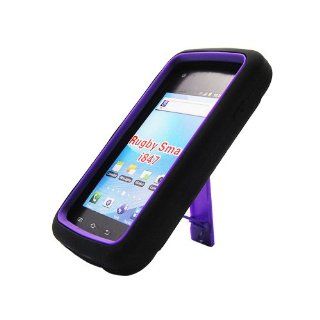 Purple Black Hard Soft Gel Dual Layer Stand Cover Case for Samsung Rugby Smart SGH I847: Cell Phones & Accessories