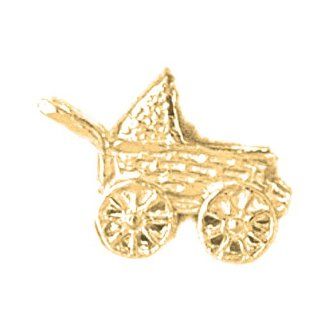 Gold Plated 925 Sterling Silver 3 D Baby Stroller Pendants: Jewelry