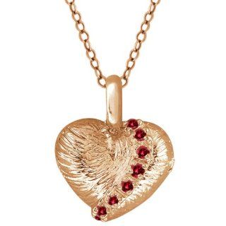 0.26 Ct Round Cognac Red Diamond Rose Gold Plated Sterling Silver Pendant: Jewelry