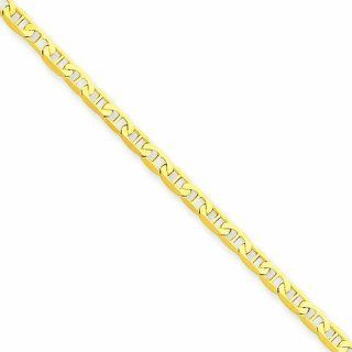 14K Gold 9in Polished Anchor Link Anklet 9 Inches: Jewelry