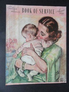 Maud Tousey Fangel, painting. Illustration 1936 Print Art (woman holding baby/Book of service August 1936) Orinigal Vintage 1936 Pictorial Review Magazine Art. : Everything Else