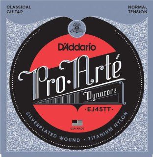 D'Addario EJ45TT ProArte DynaCore Classical Guitar Strings, Titanium Trebles, Normal Tension Musical Instruments
