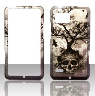 2D Tree Skull Motorola Droid Bionic XT875 Verizon Case Cover Hard Phone Case Snap on Cover Rubberized Touch Faceplates: Cell Phones & Accessories