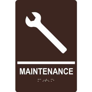 ADA Maintenance Braille Sign RRE 855 WHTonDKBN Wayfinding  Business And Store Signs 