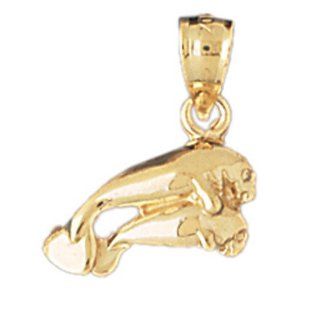 14K Gold Charm Pendant 1.6 Grams Nautical> Manatees879 Necklace: Jewelry