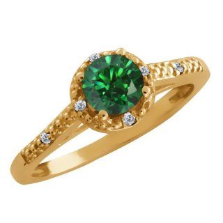 Carlo Bianca Green 14K Yellow Gold Ring Made With Swarovski Zirconia: Jewelry