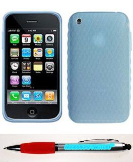 Accessory Factory(TM) Bundle (the item, 2in1 Stylus Point Pen) &quotPDA&quot Iphone 3G Trans. Lt. Blue Silicon Skin Case Cover Protector Soft Silicone Jelly Rubber Skin Case Phone Protector Cover: Cell Phones & Accessories