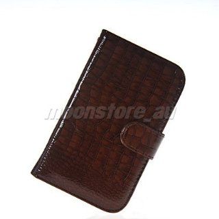 Mooncase Crocodile Skin Style Wallet Card Pouch Stand Devise Leather Case Cover for Samsung Galaxy Note 2 II N7100 Deepbrown Cell Phones & Accessories