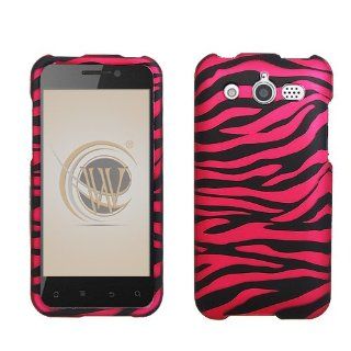 Huawei Mercury M886 Rubber Feel Hard Case Cover   Hot Pink Zebra: Cell Phones & Accessories